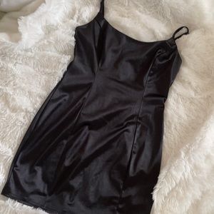 Black Satin Mini Dress